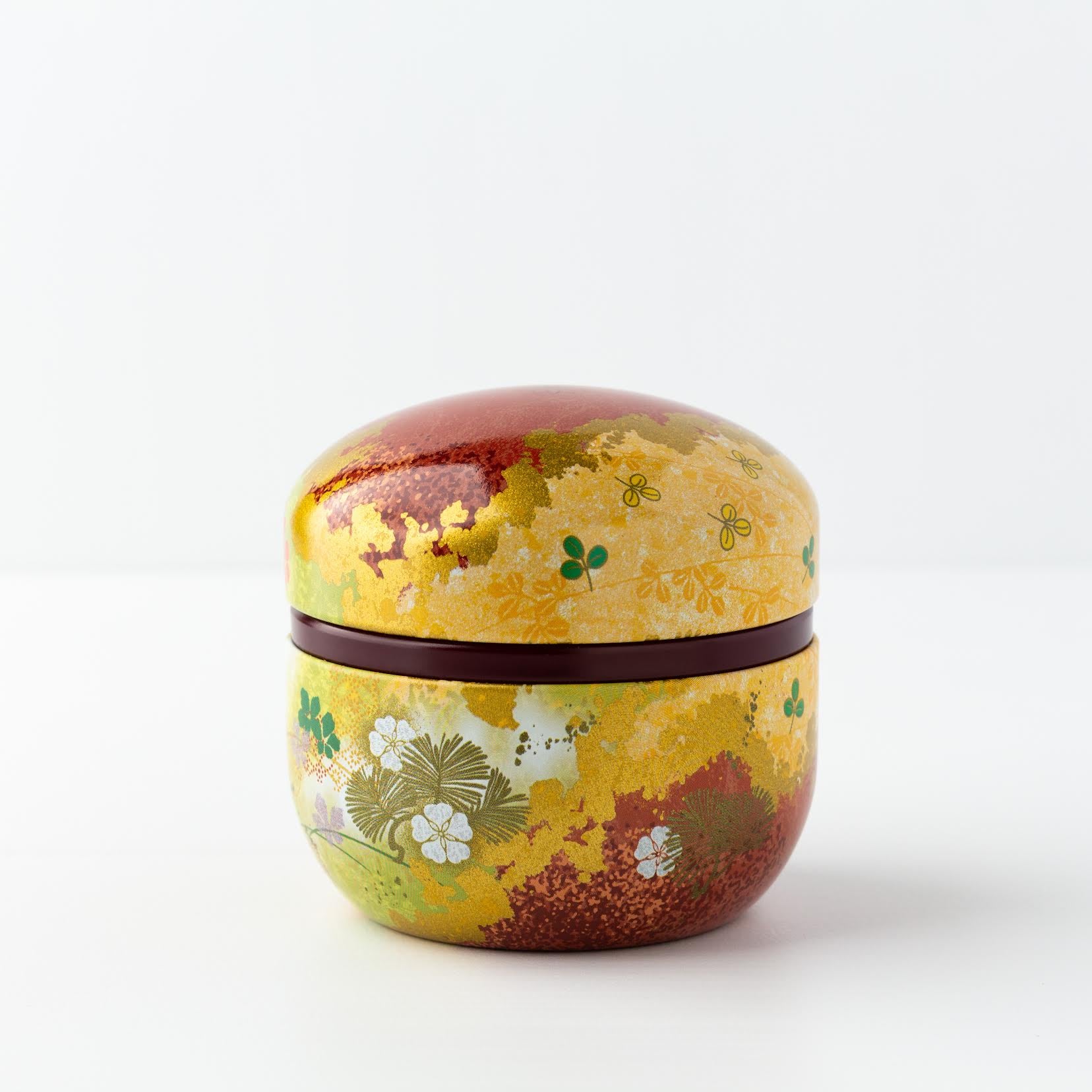 Round Metal Tea Tin - Terracotta & Gold Floral
